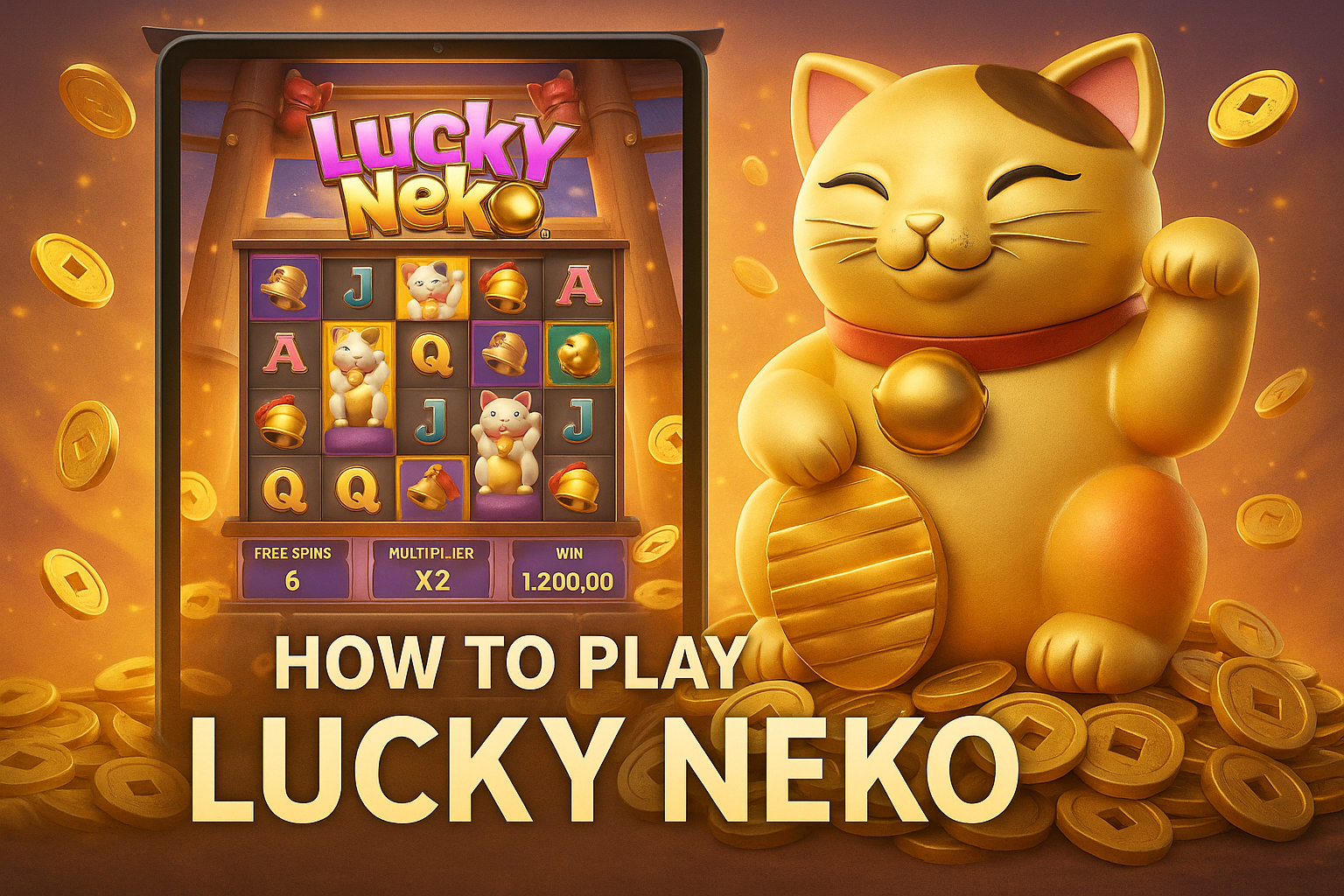 ภาพโปรโมทเกมสล็อต Lucky Neko หรือสล็อตแมวกวักนำโชค
