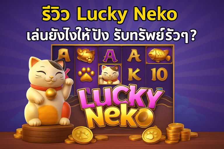 ภาพโปรโมทเกมสล็อต Lucky Neko หรือสล็อตแมวกวักนำโชค